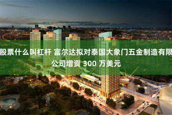 股票什么叫杠杆 富尔达拟对泰国大象门五金制造有限公司增资 300 万美元