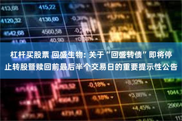 杠杆买股票 回盛生物: 关于“回盛转债”即将停止转股暨赎回前最后半个交易日的重要提示性公告