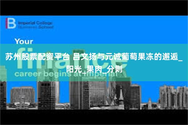 苏州股票配资平台 吕文扬与元诚葡萄果冻的邂逅_阳光_果肉_分则