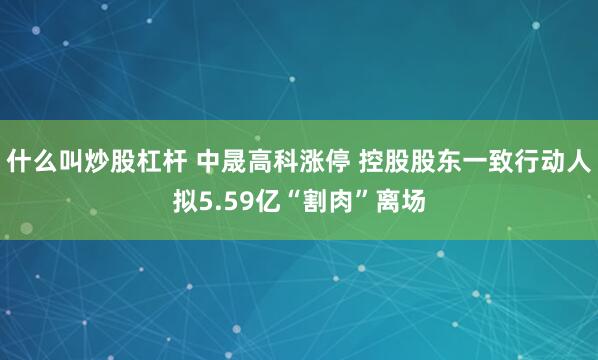 什么叫炒股杠杆 中晟高科涨停 控股股东一致行动人拟5.59亿“割肉”离场
