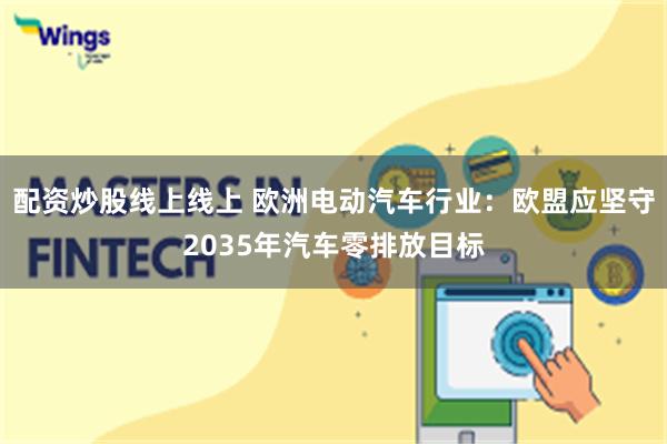 配资炒股线上线上 欧洲电动汽车行业：欧盟应坚守2035年汽车零排放目标